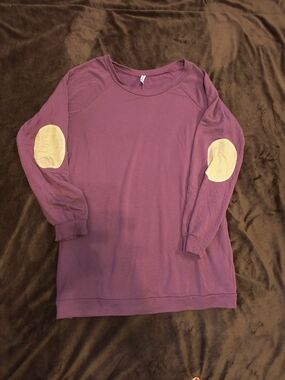 Piphany Bowery Plum Crewneck Sweatshirt With Suede Feel Elbow Patches